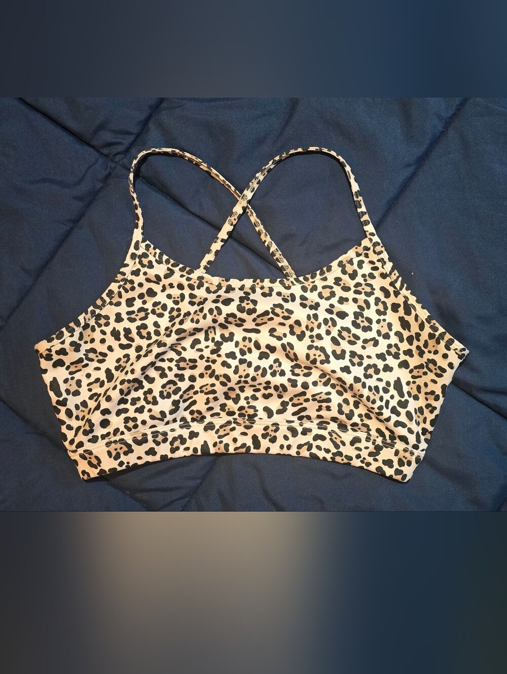 SHEIN Leopard Print Swim Top in Beige and Black